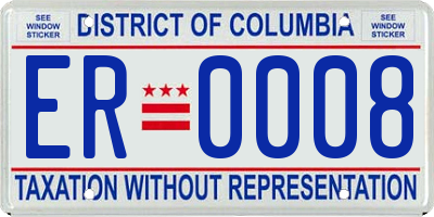 DC license plate ER0008