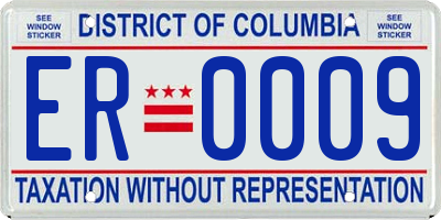 DC license plate ER0009