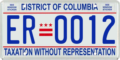 DC license plate ER0012