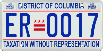 DC license plate ER0017