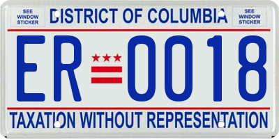 DC license plate ER0018