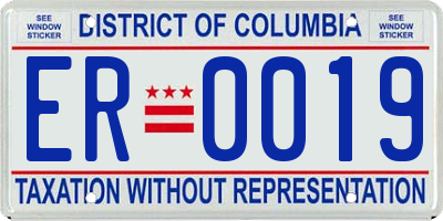 DC license plate ER0019
