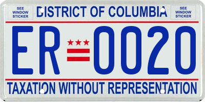 DC license plate ER0020