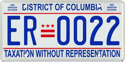 DC license plate ER0022