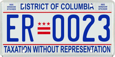 DC license plate ER0023