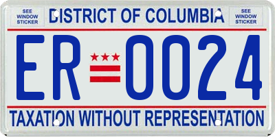 DC license plate ER0024