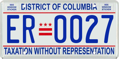 DC license plate ER0027