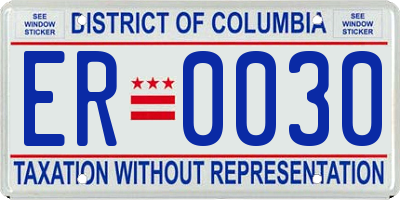 DC license plate ER0030