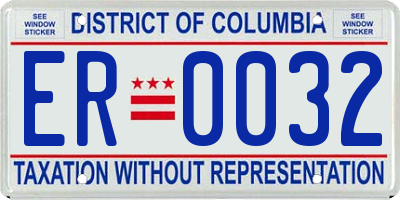 DC license plate ER0032