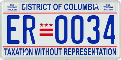 DC license plate ER0034