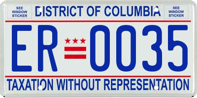 DC license plate ER0035