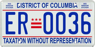 DC license plate ER0036