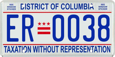 DC license plate ER0038