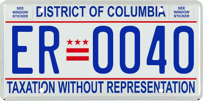 DC license plate ER0040