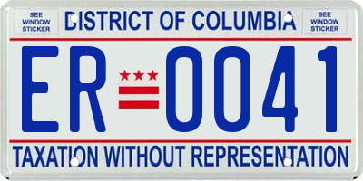 DC license plate ER0041