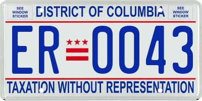 DC license plate ER0043