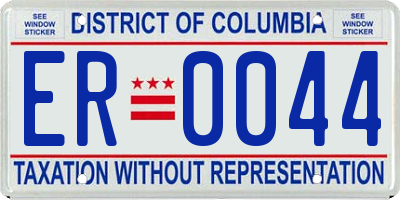 DC license plate ER0044