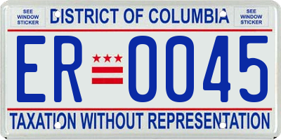 DC license plate ER0045