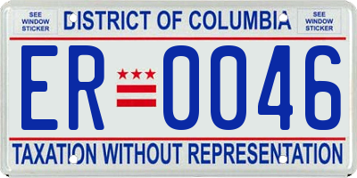DC license plate ER0046