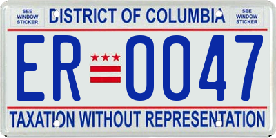 DC license plate ER0047