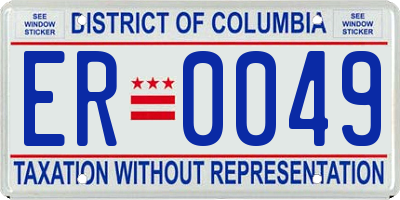 DC license plate ER0049