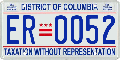 DC license plate ER0052