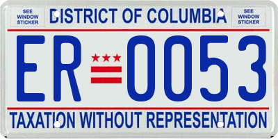 DC license plate ER0053