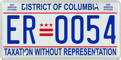 DC license plate ER0054