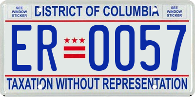 DC license plate ER0057