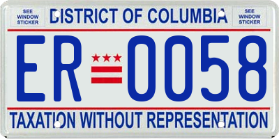 DC license plate ER0058