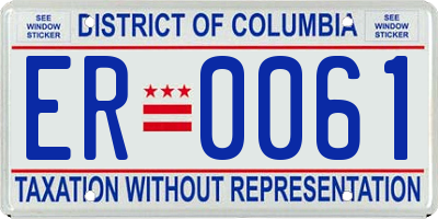 DC license plate ER0061