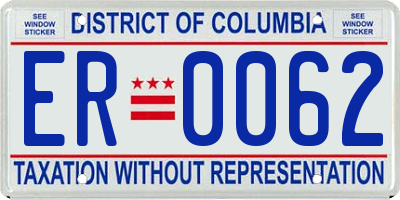DC license plate ER0062