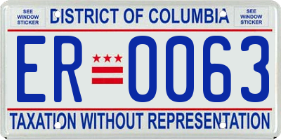 DC license plate ER0063