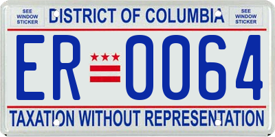DC license plate ER0064