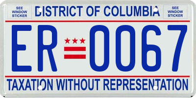 DC license plate ER0067
