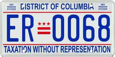 DC license plate ER0068