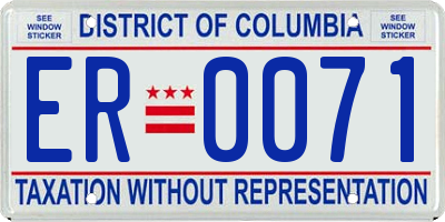 DC license plate ER0071