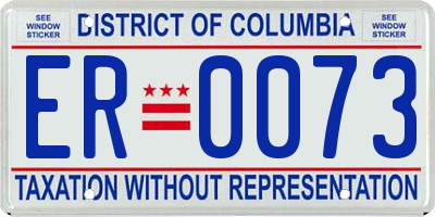 DC license plate ER0073