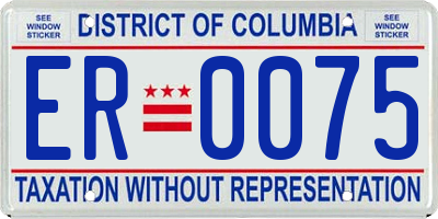 DC license plate ER0075