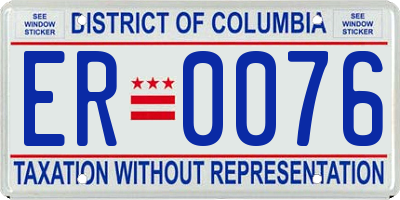 DC license plate ER0076