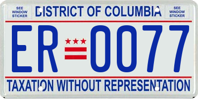 DC license plate ER0077