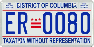 DC license plate ER0080
