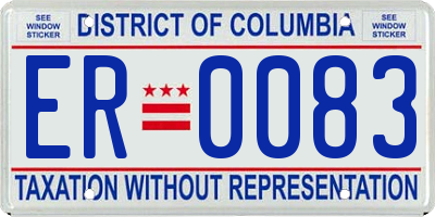 DC license plate ER0083