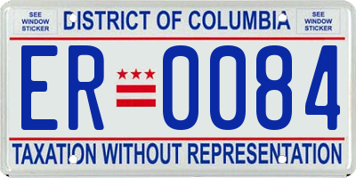 DC license plate ER0084
