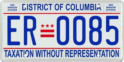 DC license plate ER0085