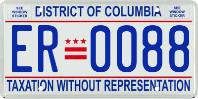 DC license plate ER0088