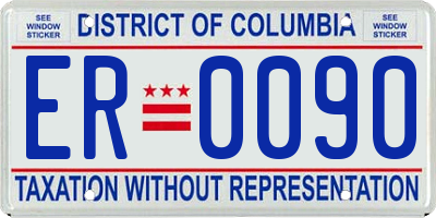 DC license plate ER0090