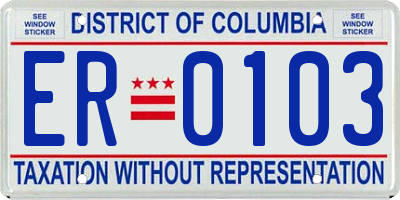 DC license plate ER0103