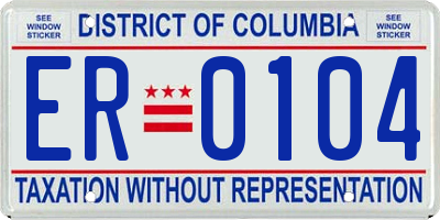 DC license plate ER0104