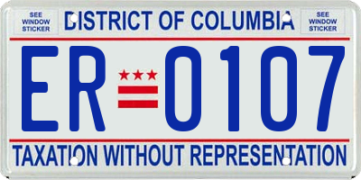 DC license plate ER0107